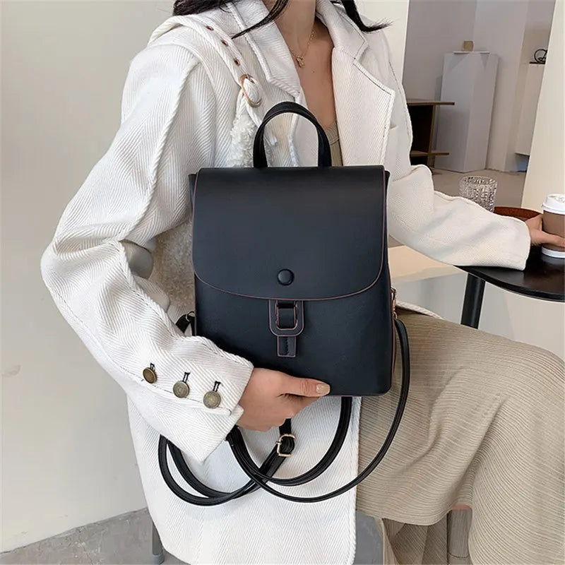 Small Women's Backpack for Teenagers Girl School Shoulder Bag Ladies Pu Leather