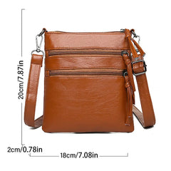 Small Women's Zipper Pocket Crossbody Bag Soft PU Leather