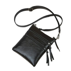 Small Women's Zipper Pocket Crossbody Bag Soft PU Leather