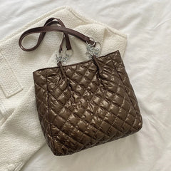 Soft Cotton Nylon Shoulder Bag Casual Tote Bags Plaid Top Handle Bag