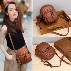Soft Leather Single Shoulder Bag High Capacity Phone Bag