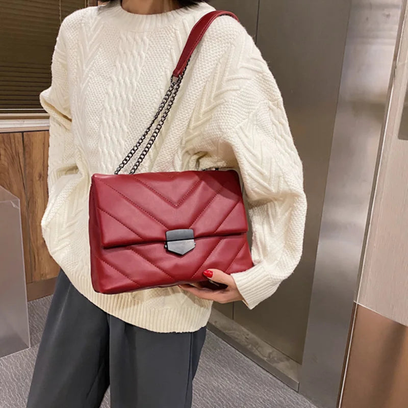 Soft PU Leather Women Crossbody Bags Chain Ladies Shoulder Messenger Bags