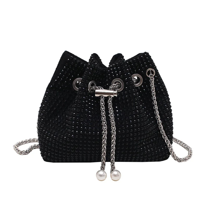 Vintage Crystal Lady Crossbody Bag Chain Sparkling High-quality Female