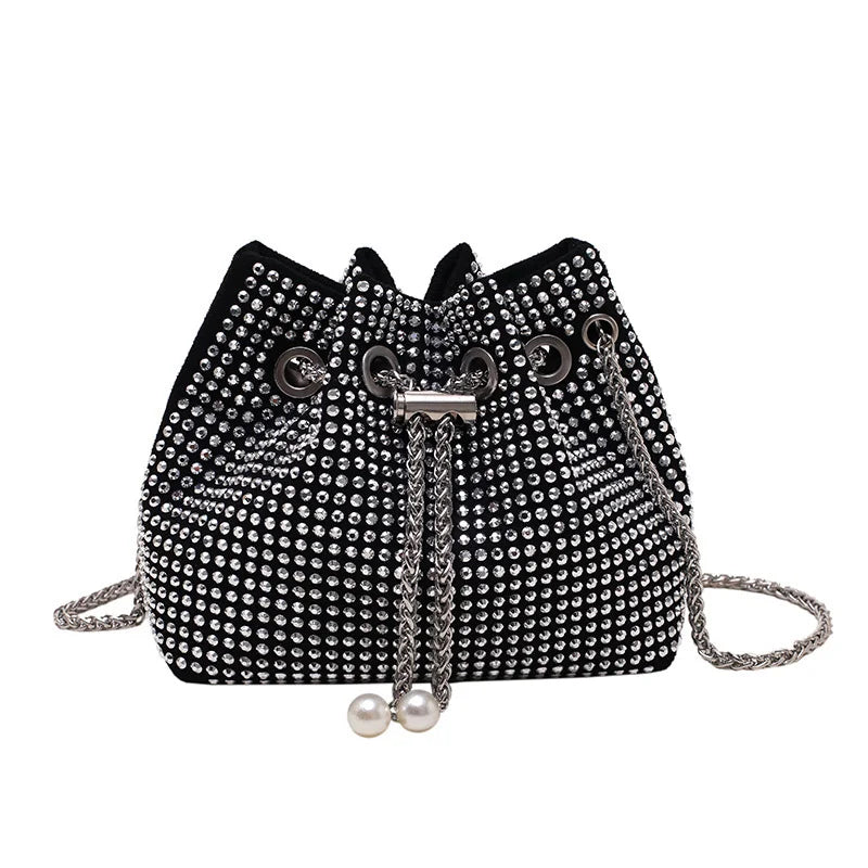 Vintage Crystal Lady Crossbody Bag Chain Sparkling High-quality Female