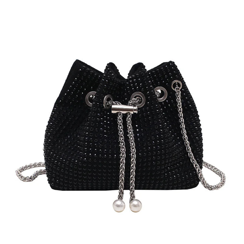 Vintage Crystal Lady Crossbody Bag Chain Sparkling High-quality Female