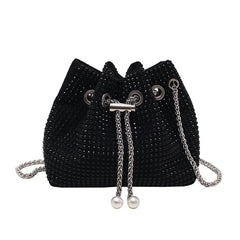 Vintage Crystal Lady Crossbody Bag Chain Sparkling High-quality Female