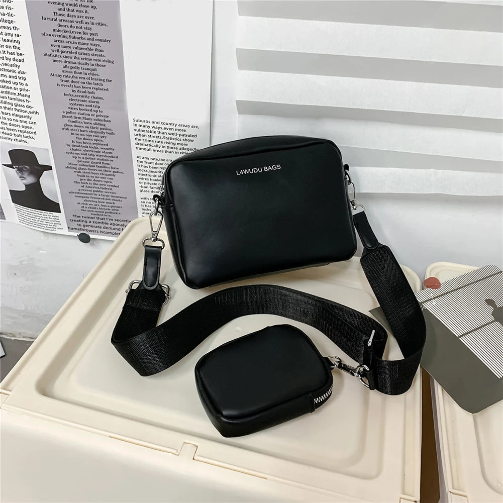 Classic Crossbody Bag with Wide Fabric Strap for Women