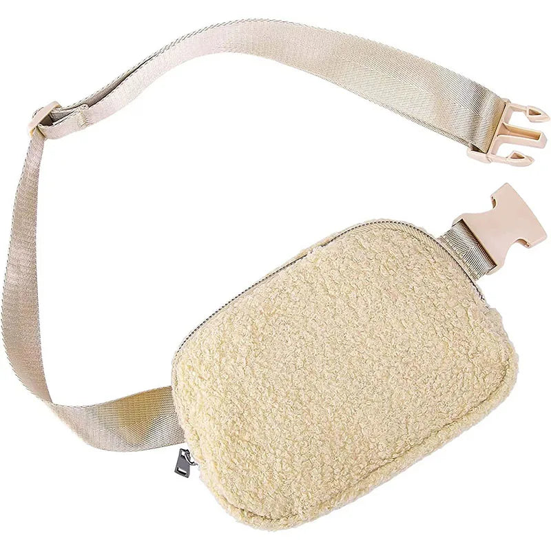 Fleece Fur Waist Bag for Women Men Winter Chest Bags