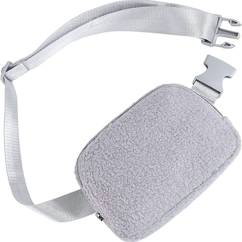 Fleece Fur Waist Bag for Women Men Winter Chest Bags