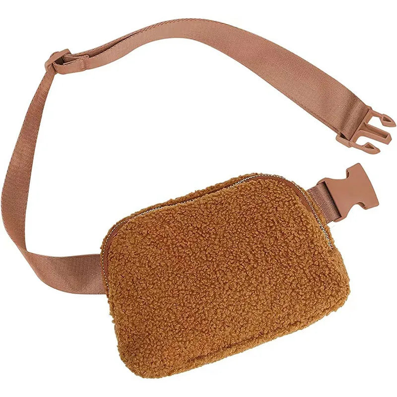 Fleece Fur Waist Bag for Women Men Winter Chest Bags