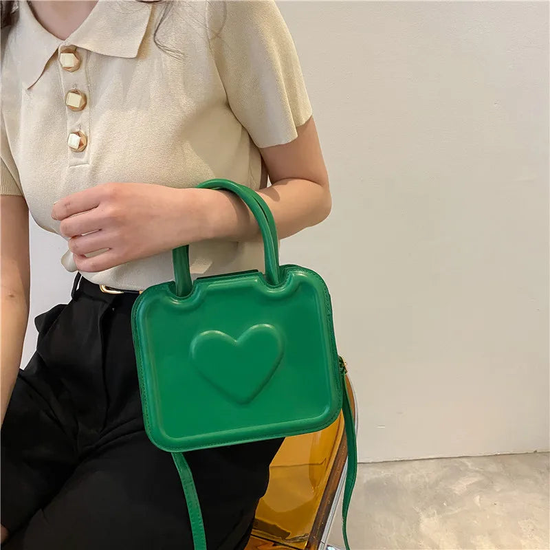 Spring Retro Women's Messenger Bag Portable Peach Heart Texture