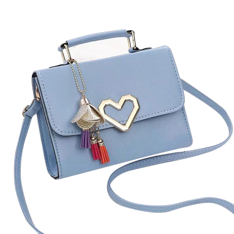 Square Bag Love Button PU Lady One Shoulder Crossbody Bag Solid Casual All-Match