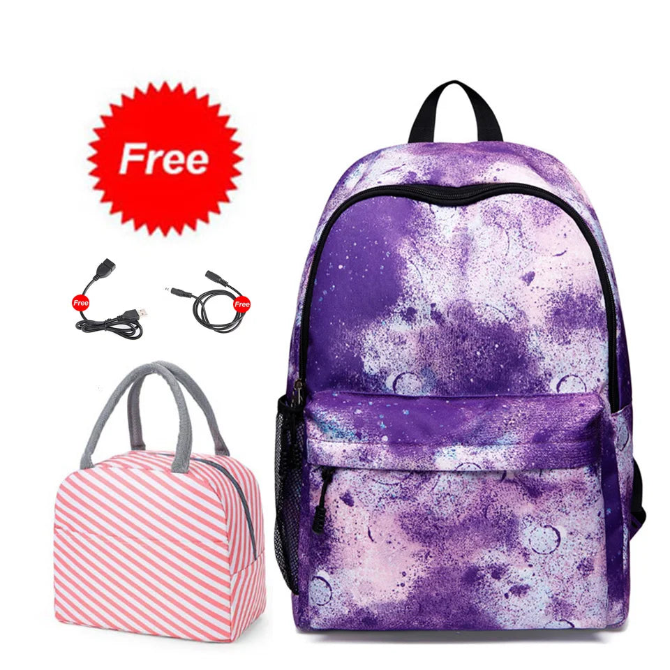 Star Water Resistant Backpack Women Teenagers Bookbag School College Student Lap