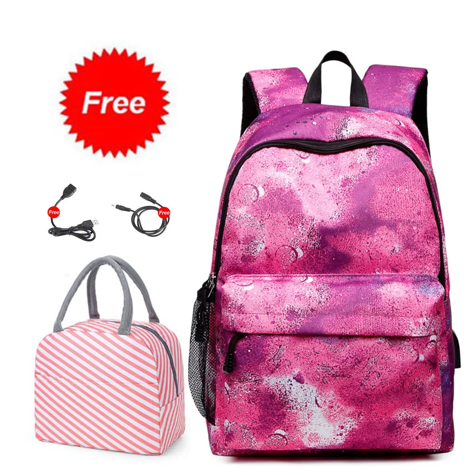 Star Water Resistant Backpack Women Teenagers Bookbag School College Student Lap