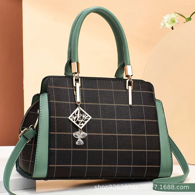 Plaid Contrast Texture Womens Shoulder Bag