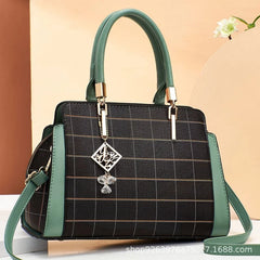 Plaid Contrast Texture Womens Shoulder Bag
