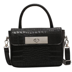 Stone Pattern Lady Bags Shoulder Crossbody Retro Twist Lock Small Square