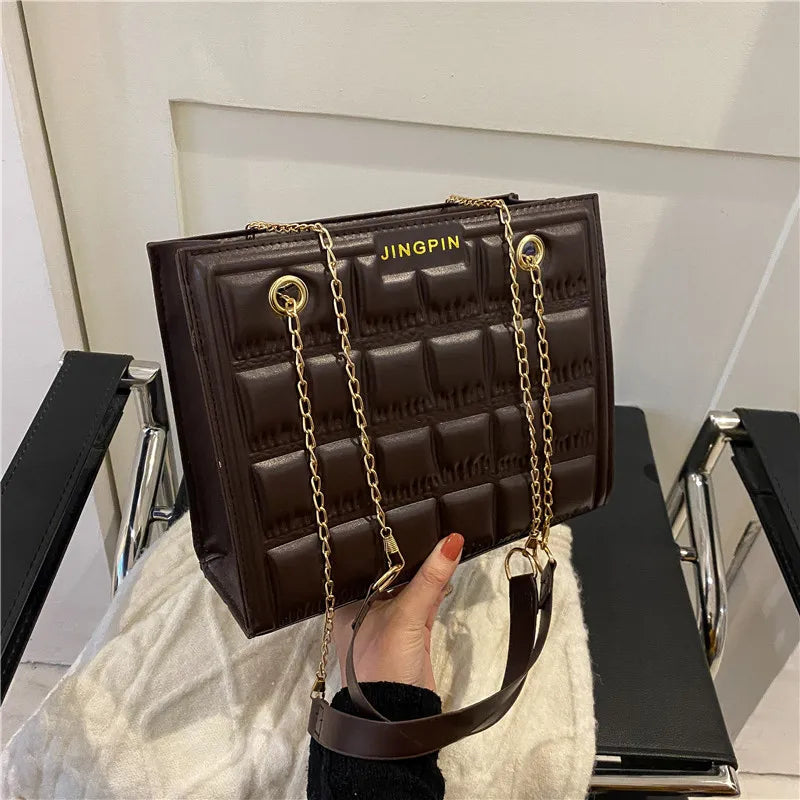Stone Pattern Shoulder Bag for Women Crossbody Square Handbag