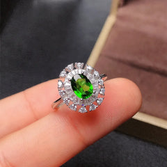 Welfare Natural Diopside Ring 925 Silver Emerald