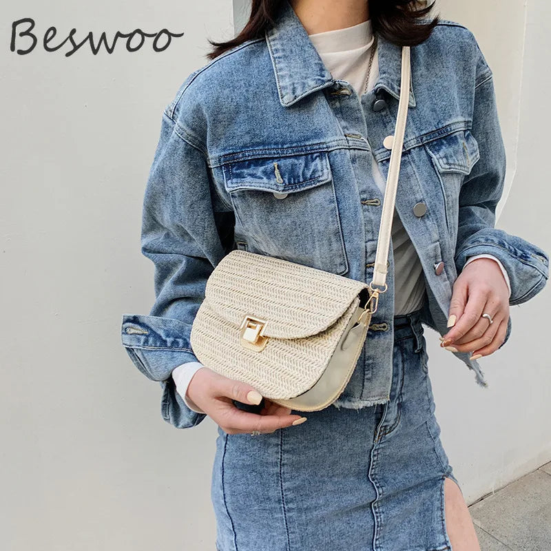Straw Crossbody Shoulder Bag Women Small Purses Messenger Bags