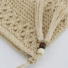 Straw Crossbody Bag Summer Knit Floral Tassel Messenger Beach Bohemia Bag