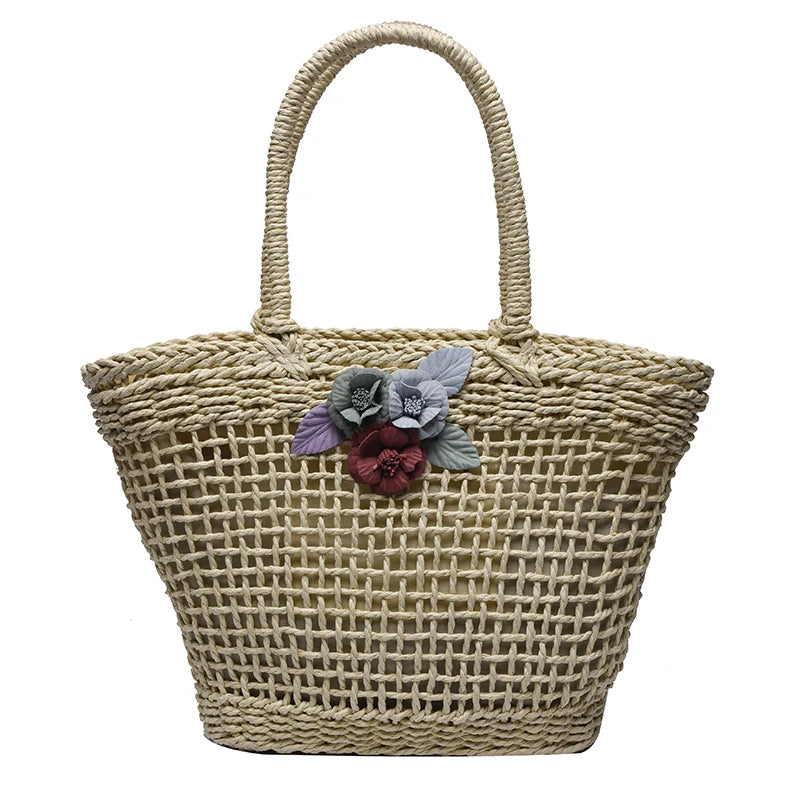 Straw Woven Hollow Out Shoulder Bag For Women Large Capacity Bohemian Beach