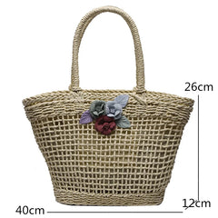 Straw Woven Hollow Out Shoulder Bag For Women Large Capacity Bohemian Beach