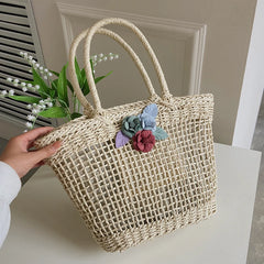 Straw Woven Hollow Out Shoulder Bag For Women Large Capacity Bohemian Beach