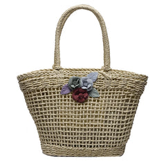 Straw Woven Hollow Out Shoulder Bag For Women Large Capacity Bohemian Beach