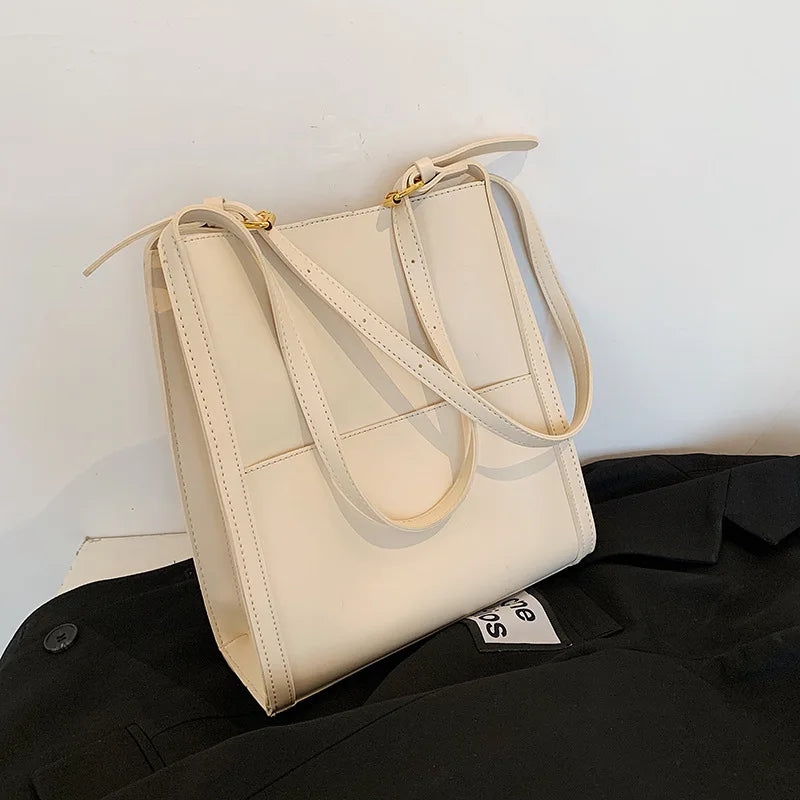 Street Women's Large Capacity Shopping Bag Shoulder Handbag PU Commuter Tote