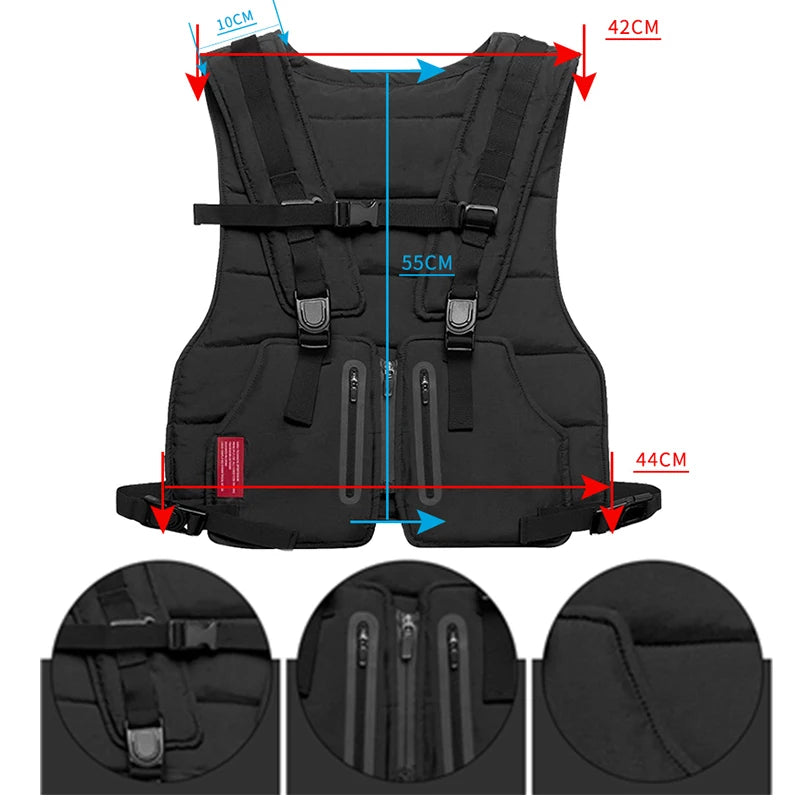 Streetwear Tactical Vest Men Hip Hop Style Chest Rig Reflective Strip Waistcoat
