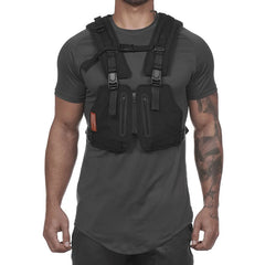 Streetwear Tactical Vest Men Hip Hop Style Chest Rig Reflective Strip Waistcoat