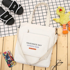 Student Canvas Bag Female Casual Letter Printing School Crossbody Shoulder Bag