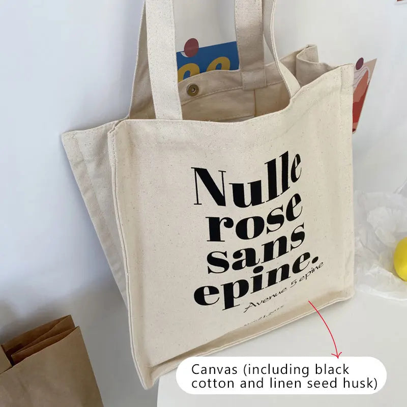 Women's Letter Print Canvas Shoulder Bag