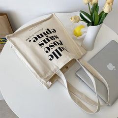 Women's Letter Print Canvas Shoulder Bag