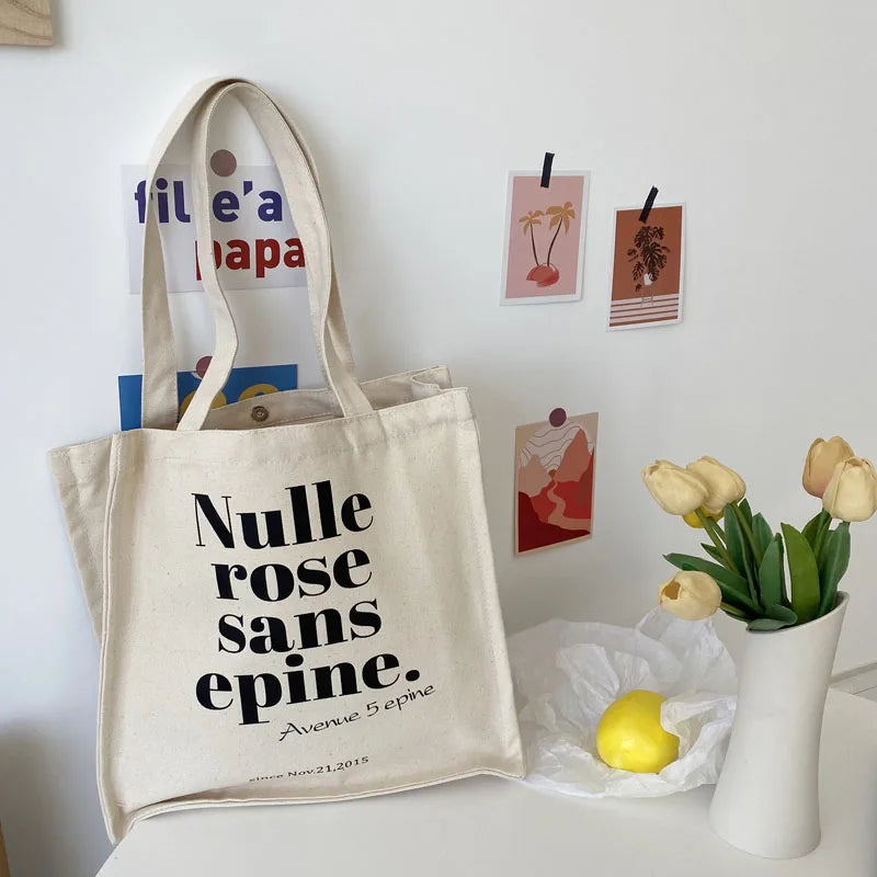 Women's Letter Print Canvas Shoulder Bag