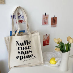 Women's Letter Print Canvas Shoulder Bag