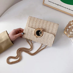 Straw Woven Shoulder Bag Leisure Holiday Diagonal Crossbody Bag