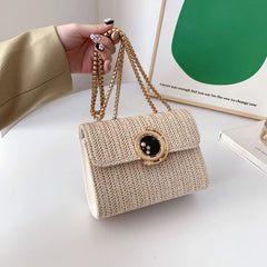 Straw Woven Shoulder Bag Leisure Holiday Diagonal Crossbody Bag