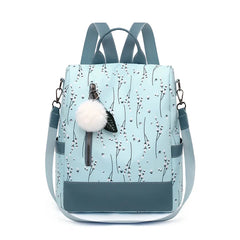 Floral Nylon Backpack for Ladies One-shoulder Student School Bag