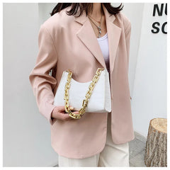 Crocodile Pattern Chain Shoulder Bag