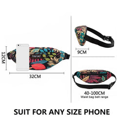 Leaf Print Waist Pack Bag For Men Women