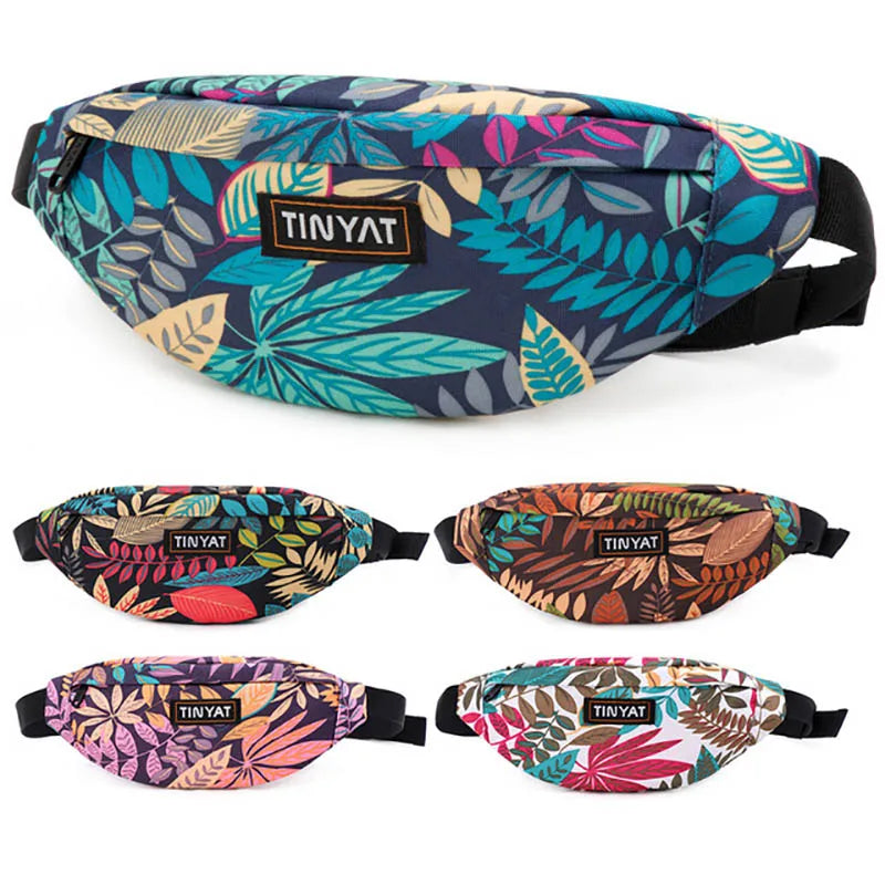 Leaf Print Waist Pack Bag For Men Women