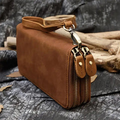 Leather Purse Wallet for Men Women Long Zip Phone Wallet