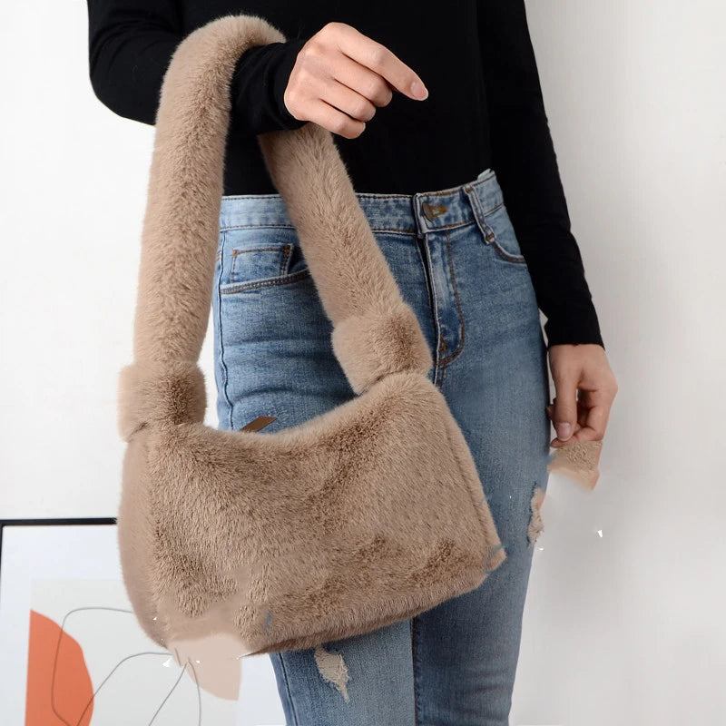 Mink Plush Hand Bag Woolen Shoulder Bag