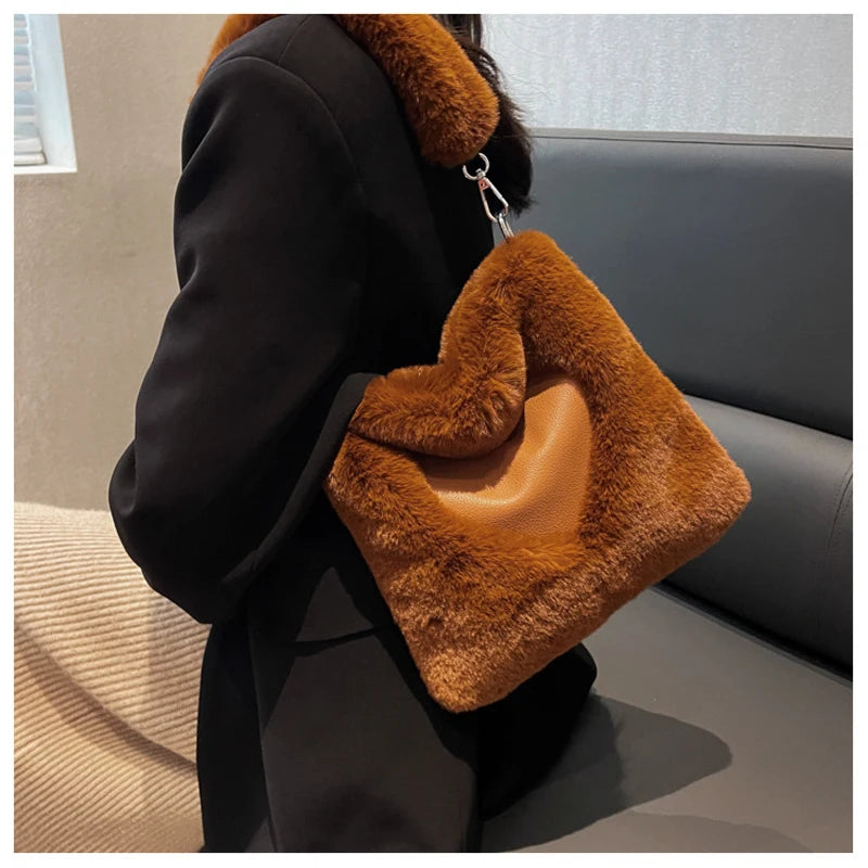 Fashionable Wool One Shoulder Messenger Bag for Women