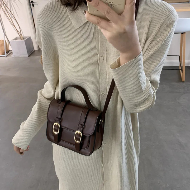 Vintage Flap Lock Classic Women Bags Leather Shoulder Bags