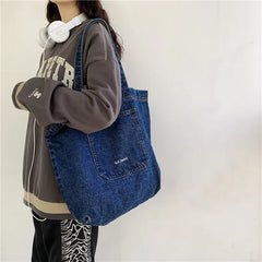 Women Denim Shoulder Tote Bag Canvas Handbag Vintage Messenger Bag