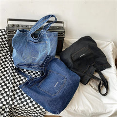 Women Denim Shoulder Tote Bag Canvas Handbag Vintage Messenger Bag