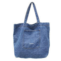 Women Denim Shoulder Tote Bag Canvas Handbag Casual Jeans Shopping Bag